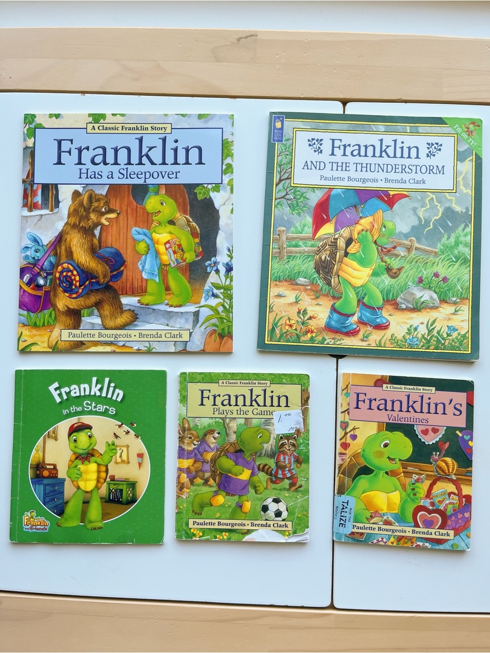 Franklin Turtle Kids Books - Sleepover, Thunderstorm, Soccer, Valentine